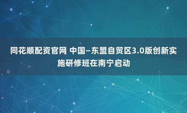 同花顺配资官网 中国—东盟自贸区3.0版创新实施研修班在南宁启动